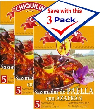 Chiquilin Paella Seasoning with Saffron ).70 oz Pack of 3